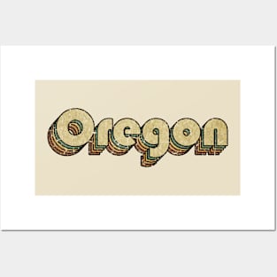 Oregon // Vintage Rainbow Typography Style // 70s Posters and Art